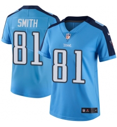 Women's Nike Tennessee Titans #81 Jonnu Smith Elite Light Blue Team Color NFL Jersey