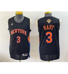Men's New Yok Knicks #3 Josh Hart Black 2026 Finals Statement Edition Stitched Jersey
