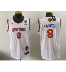 Men's New Yok Knicks #8 OG Anunoby White 2026 Finals Champions Stitched Jersey