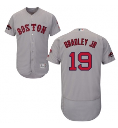 Men's Majestic Boston Red Sox #19 Jackie Bradley Jr Grey Road Flex Base Authentic Collection 2018 World Series Champions MLB Jersey