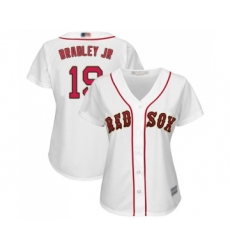 Women's Boston Red Sox #19 Jackie Bradley Jr Authentic White 2019 Gold Program Cool Base Baseball Jersey