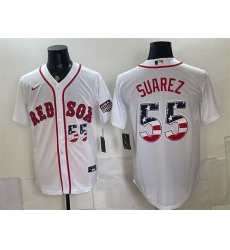Men's Boston Red Sox #55 Ranger Suarez White 2026 USA 250 Fourth of July Home Stitched Baseball Jersey