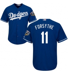 Youth Majestic Los Angeles Dodgers #11 Logan Forsythe Authentic Royal Blue Alternate Cool Base 2018 World Series MLB Jersey