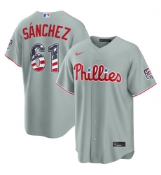 Men's Philadelphia Phillies #61 Jhoan Durán Gray USA 250 Fourth of July Home Stitched Baseball Jersey