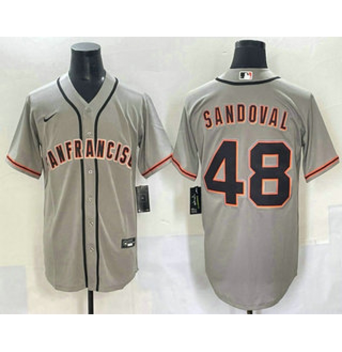 Men's San Francisco Giants #48 Pablo Sandoval Grey Cool Base Stitched Jersey