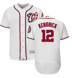 Men's Majestic Washington Nationals #12 Howie Kendrick White Home Flex Base Authentic Collection MLB Jersey