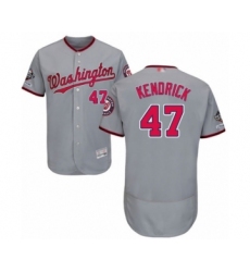 Men's Washington Nationals #47 Howie Kendrick Grey Road Flex Base Authentic Collection 2019 World Series Champions Baseball Jersey