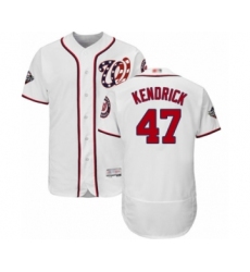 Men's Washington Nationals #47 Howie Kendrick White Home Flex Base Authentic Collection 2019 World Series Bound Baseball Jersey