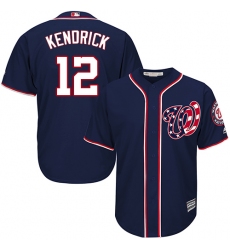 Youth Majestic Washington Nationals #12 Howie Kendrick Replica Navy Blue Alternate 2 Cool Base MLB Jersey