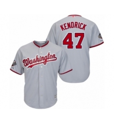 Youth Washington Nationals #47 Howie Kendrick Authentic Grey Road Cool Base 2019 World Series Champions Baseball Jersey