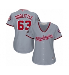 Women's Washington Nationals #63 Sean Doolittle Authentic Grey Road Cool Base 2019 World Series Champions Baseball Jersey