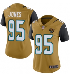 Women's Nike Jacksonville Jaguars #95 Abry Jones Limited Gold Rush Vapor Untouchable NFL Jersey