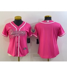 Women's Los Angeles Chargers Blank Pink With Patch Cool Base Stitched Baseball Jersey