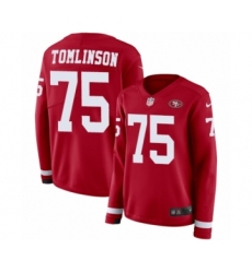 Women's Nike San Francisco 49ers #75 Laken Tomlinson Limited Red Therma Long Sleeve NFL Jersey