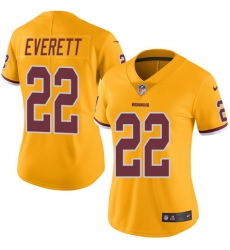 Women's Nike Washington Redskins #22 Deshazor Everett Limited Gold Rush Vapor Untouchable NFL Jersey