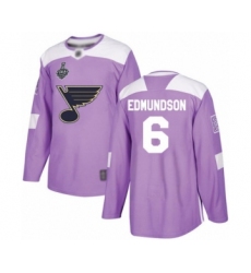 Men's St. Louis Blues #6 Joel Edmundson Authentic Purple Fights Cancer Practice 2019 Stanley Cup Final Bound Hockey Jersey