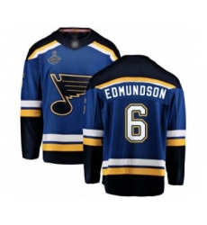 Men's St. Louis Blues #6 Joel Edmundson Fanatics Branded Royal Blue Home Breakaway 2019 Stanley Cup Champions Hockey Jersey
