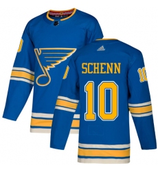 Men's Adidas St. Louis Blues #10 Brayden Schenn Blue Alternate Authentic Stitched NHL Jersey