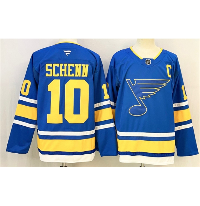 Men's St. Louis Blues #10 Brayden Schenn Blue 2025 With C Stitched Hockey Jersey