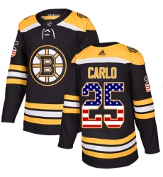 Men's Adidas Boston Bruins #25 Brandon Carlo Authentic Black USA Flag Fashion NHL Jersey
