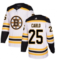 Men's Adidas Boston Bruins #25 Brandon Carlo Authentic White Away NHL Jersey