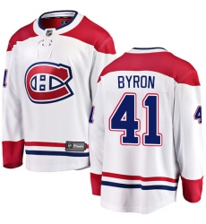 Youth Montreal Canadiens #41 Paul Byron Authentic White Away Fanatics Branded Breakaway NHL Jersey