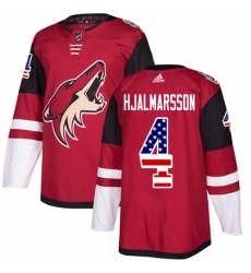 Youth Adidas Arizona Coyotes #4 Niklas Hjalmarsson Authentic Red USA Flag Fashion NHL Jersey