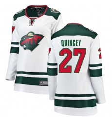 Women's Minnesota Wild #27 Kyle Quincey Authentic White Away Fanatics Branded Breakaway NHL Jersey