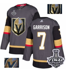 Men's Adidas Vegas Golden Knights #7 Jason Garrison Authentic Gray Fashion Gold 2018 Stanley Cup Final NHL Jersey