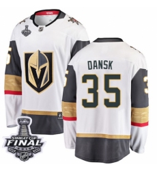 Youth Vegas Golden Knights #35 Oscar Dansk Authentic White Away Fanatics Branded Breakaway 2018 Stanley Cup Final NHL Jersey