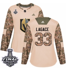 Women's Adidas Vegas Golden Knights #33 Maxime Lagace Authentic Camo Veterans Day Practice 2018 Stanley Cup Final NHL Jersey