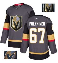 Men's Adidas Vegas Golden Knights #67 Teemu Pulkkinen Authentic Gray Fashion Gold NHL Jersey