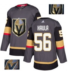 Men's Adidas Vegas Golden Knights #56 Erik Haula Authentic Gray Fashion Gold NHL Jersey