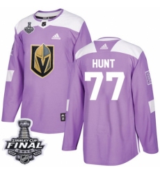 Youth Adidas Vegas Golden Knights #77 Brad Hunt Authentic Purple Fights Cancer Practice 2018 Stanley Cup Final NHL Jersey
