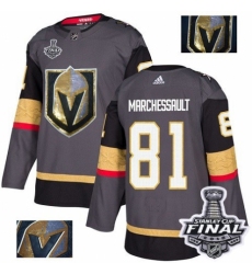 Men's Adidas Vegas Golden Knights #81 Jonathan Marchessault Authentic Gray Fashion Gold 2018 Stanley Cup Final NHL Jersey