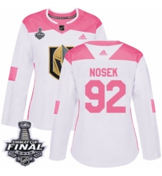Women's Adidas Vegas Golden Knights #92 Tomas Nosek Authentic White/Pink Fashion 2018 Stanley Cup Final NHL Jersey