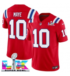 Men's New England Patriots #10 Drake Maye Red 2025 F.U.S.E. Super Bowl LX Vapor Limited Football Stitched Jersey