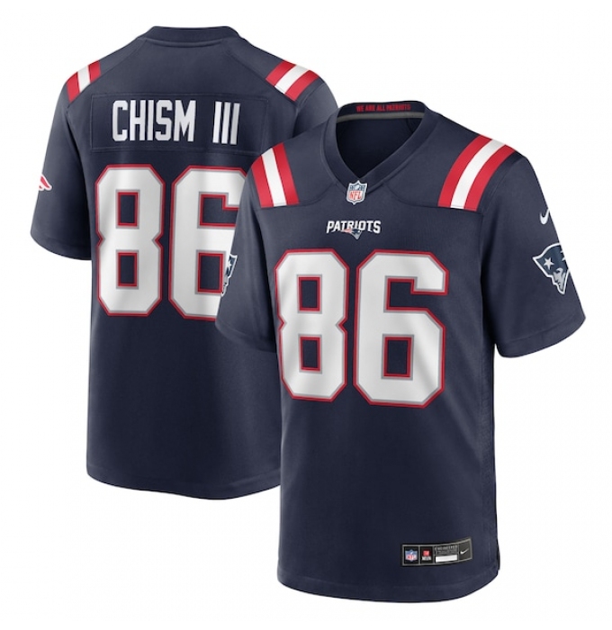 Men's New England Patriots #86 Efton Chism III Nike Navy Team Game Jersey