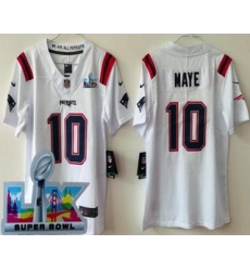 Youth New England Patriots #10 Drake Maye Limited White Super Bowl LX Vapor Jersey