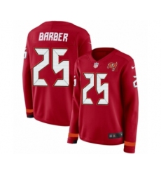 Women's Nike Tampa Bay Buccaneers #25 Peyton Barber Limited Red Therma Long Sleeve NFL Jersey