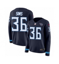 Women's Nike Tennessee Titans #36 LeShaun Sims Limited Navy Blue Therma Long Sleeve NFL Jersey