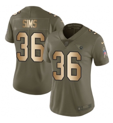 Women's Nike Tennessee Titans #36 LeShaun Sims Limited Olive/Gold 2017 Salute to Service NFL Jersey