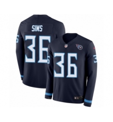 Youth Nike Tennessee Titans #36 LeShaun Sims Limited Navy Blue Therma Long Sleeve NFL Jersey