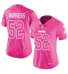 Women's Nike Cleveland Browns #52 James Burgess Limited Pink Rush Fashion NFL Jersey