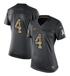 Women's Nike Jacksonville Jaguars #4 Josh Lambo Limited Black 2016 Salute to Service NFL Jersey