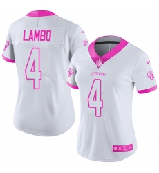 Women's Nike Jacksonville Jaguars #4 Josh Lambo Limited White/Pink Rush Fashion NFL Jersey