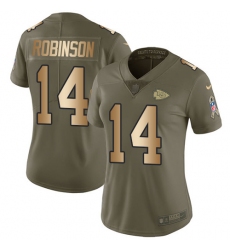 Women's Nike Kansas City Chiefs #14 Demarcus Robinson Limited Olive/Gold 2017 Salute to Service NFL Jersey