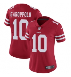 Women's Nike San Francisco 49ers #10 Jimmy Garoppolo Red Team Color Vapor Untouchable Elite Player NFL Jersey