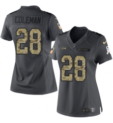 Women's Nike Seattle Seahawks #28 Justin Coleman Limited Black 2016 Salute to Service NFL Jersey