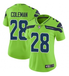 Women's Nike Seattle Seahawks #28 Justin Coleman Limited Green Rush Vapor Untouchable NFL Jersey